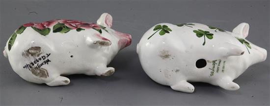 Two Wemyss models of pigs, early 20th century, length 15.5cm